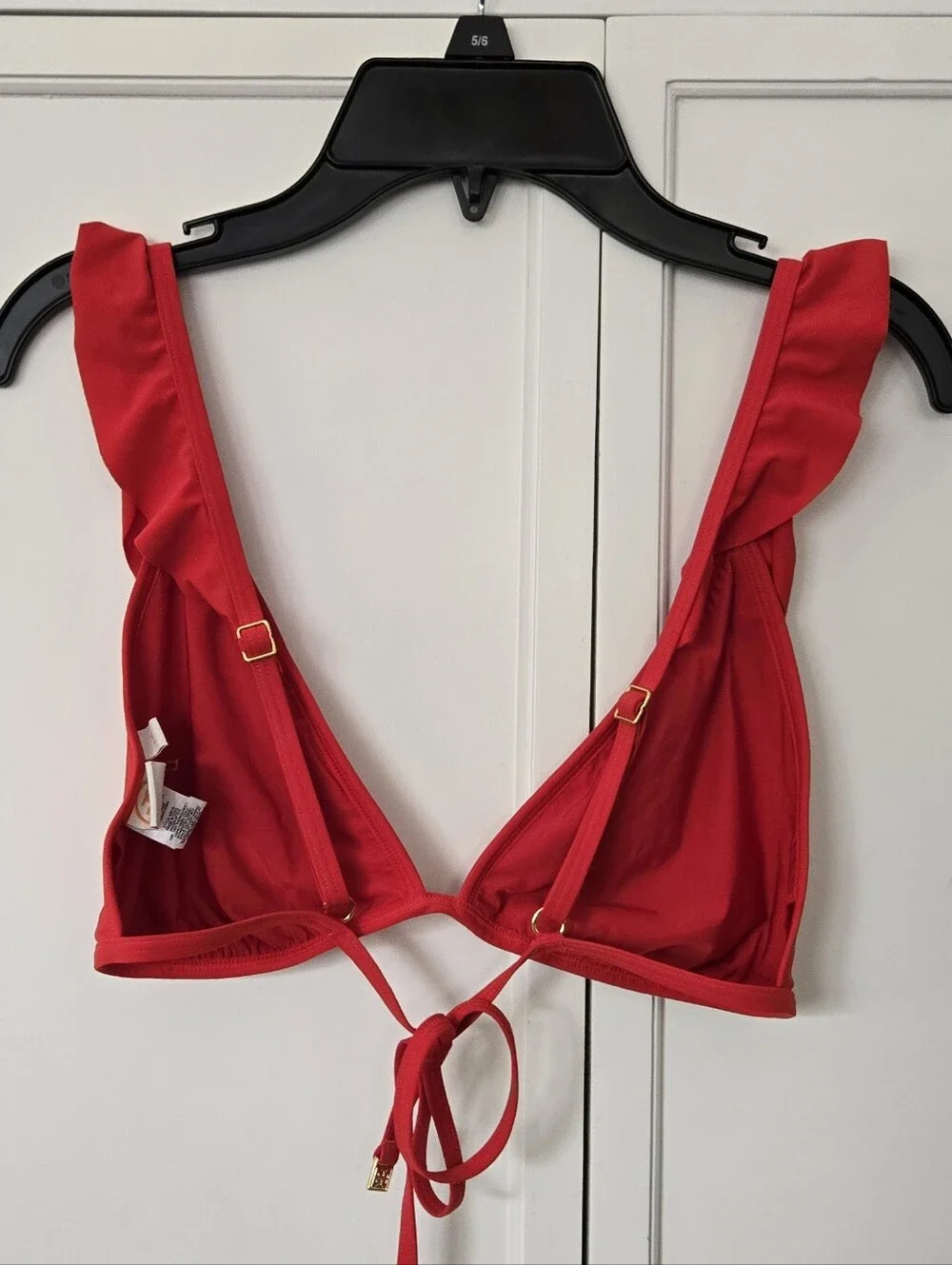 NWT Tory Burch Red Ruffle Tie-Back Bikini Top